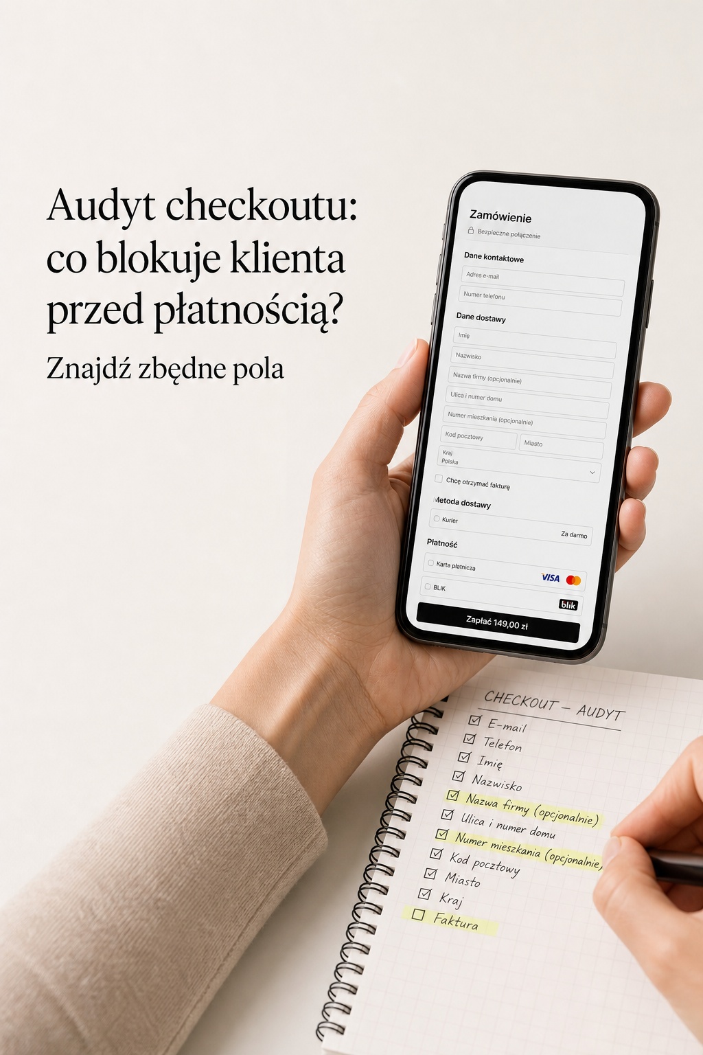 Audyt checkoutu: formularz Audyt checkoutu: co blokuje klienta przed płatnością? formularz mobilny